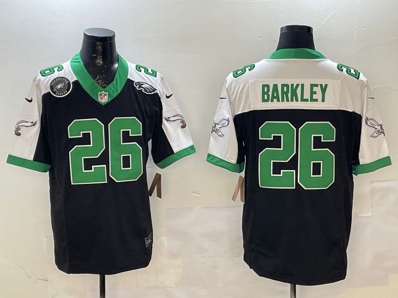 Men 2025 Philadelphia Eagles #26 Barkley Black three generations Nike Limited NFL Jersey style 3